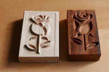 Two V-Carved parts: base and plug for an inlay