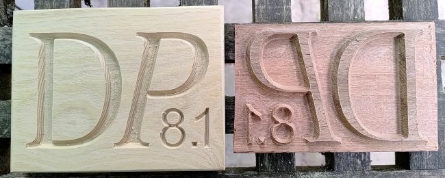 Two parts: base and plug for an inlay