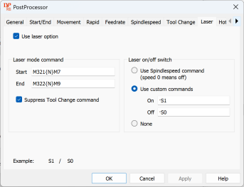 Screenshot of the DeskProto postprocessor dialog