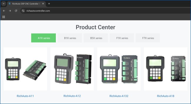 Screenshot of the Richato website, showing several controller models