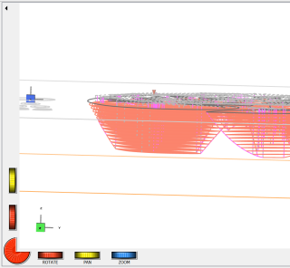 DeskProto screenshot including some toolpaths, in 3D view