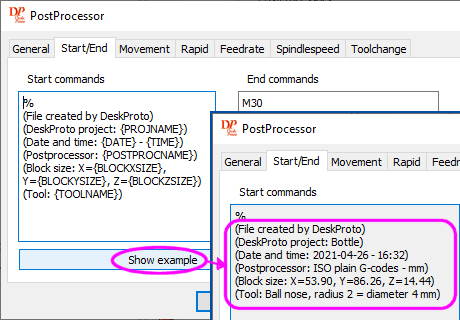 Screenshot showing the use of postprocessor placeholders.