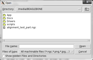 Pocket NC user interface, File Open command