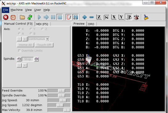 Pocket NC user interface