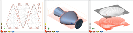 Three toolpath types that the Free edition can do.