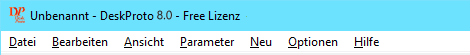 DeskProto menu-bar in German