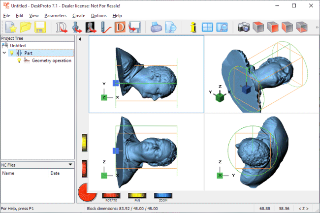 DeskProto screenshot with geometry and correct segment