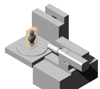 Schematic drawing how the bottle is positioned on the machine for two-sided machining