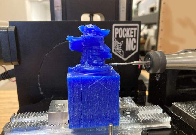 Rotary machining a wax model on te Pocket NC.