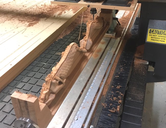 MultiCam machine that is rotary machining.
